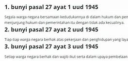 Isi Pasal 27 Ayat 2 Uud 1945 Adalah